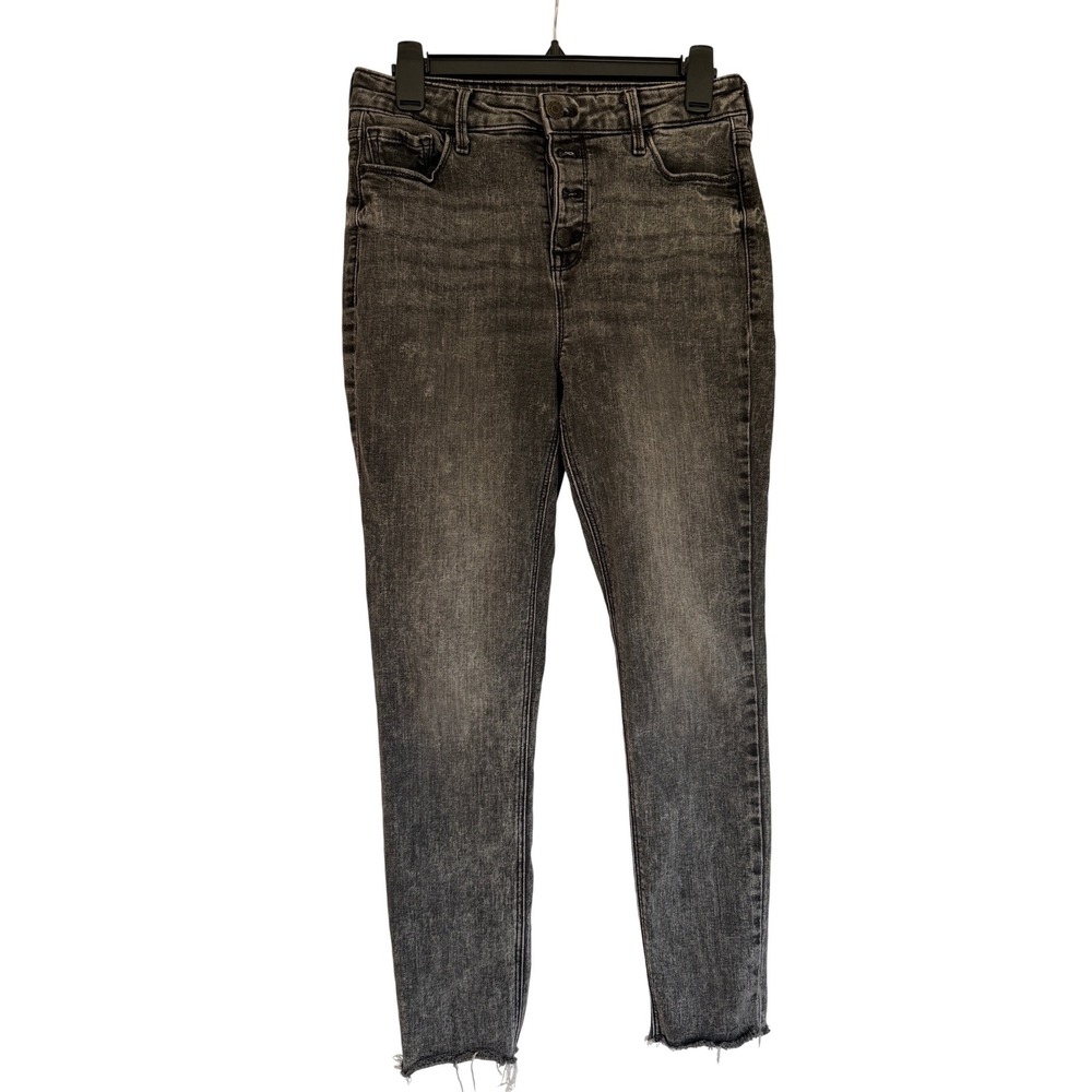 Old Navy Rockstar Super‎ Skinny Jeans High Rise Button Fly Faded Black Gray 8